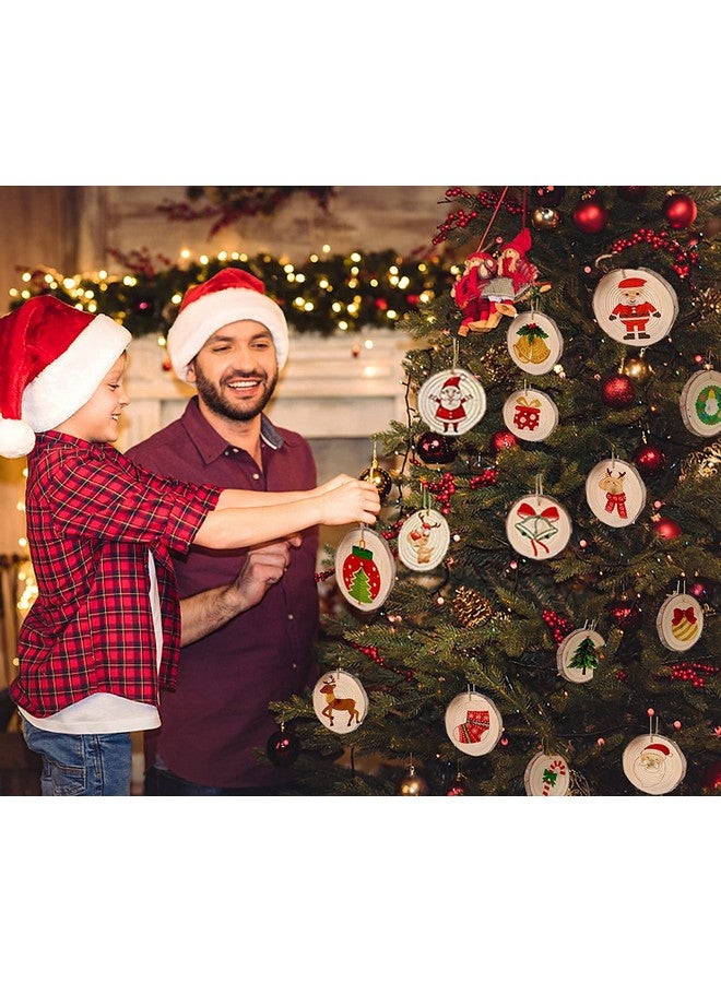 آرت ماج شرائح خشب طبيعي 30 قطعة 2.8"-3.1" غير مكتملة من الحرف اليدوية مثقوبة مسبقًا مع دوائر خشبية مستديرة مثقوبة للفنون شرائح خشب ريفية زينة عيد الميلاد - Image 1