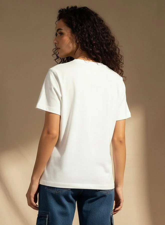 Lee Cooper  Lee Cooper Cotton T shirt with Embroidery for Women | Best Price UAE