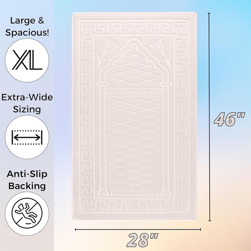 Sacred Artisans Prayer Mat with Thick, Padded, Plush Foam | Soft Velvet Muslim Prayer Rug for Salah & Islamic Gift for Ramadan, Eid, Hajj or Travel (Silk Cream) - Image 3
