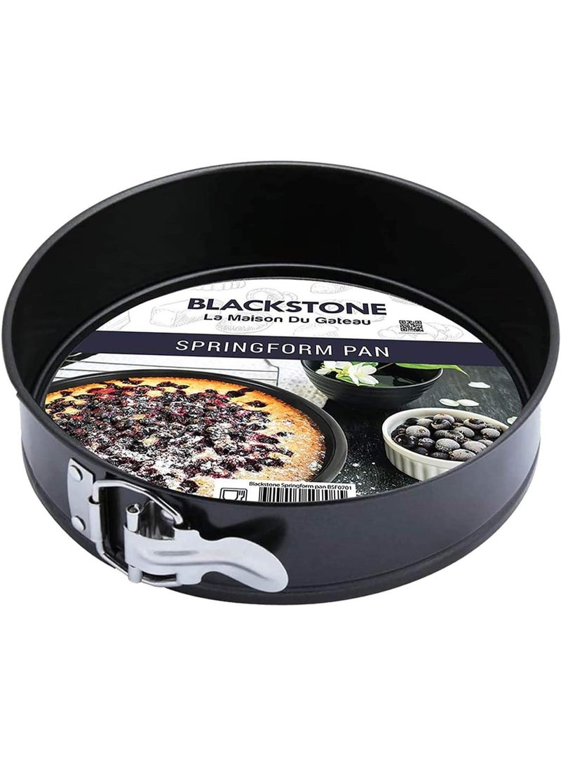 BLACKSTONE Nonstick Springform Cake Pan, 28 cm, Removable Base, Oven Safe Up to 230C, Carbon Steel Cheesecake Baking Mold, Black, BSF0703 - Image 1