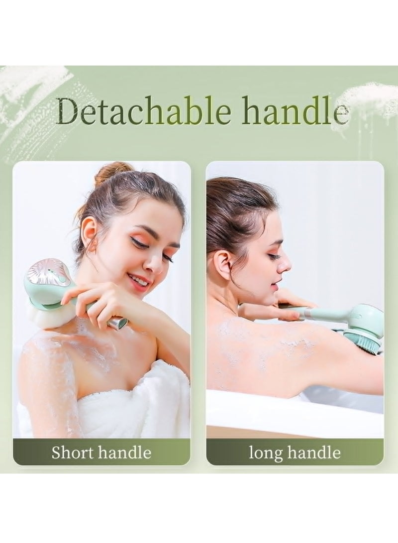 إيفرين فرشاة الجسم الكهربائية، ثلاث ملفات من القوة، عمر بطارية طويل، فرشاة استحمام كهربائية للتقشير والتدليك، مقشر الجسم، فرشاة استحمام بمقبض طويل، 6 فرش - Image 3