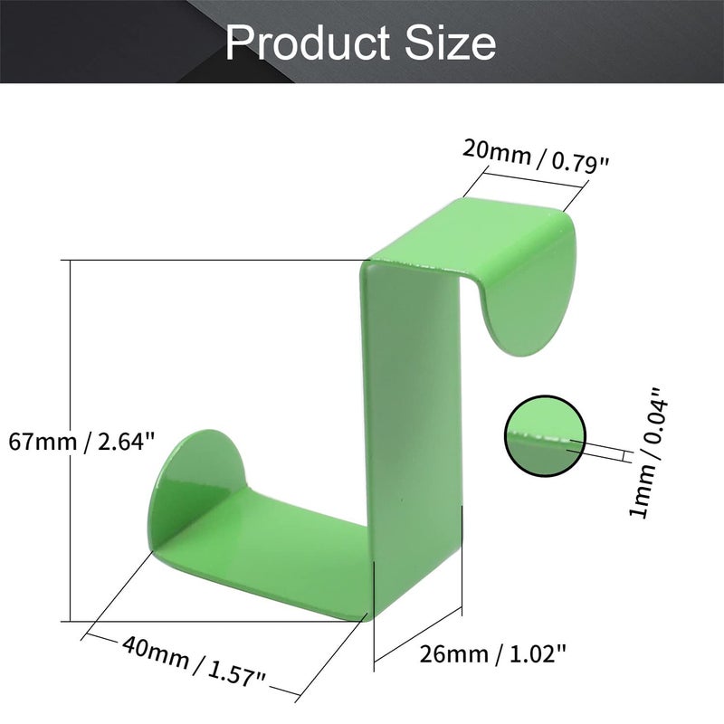 MroMax 6Pcs Sturdy Over The Door Hooks 67mm x 26mm Reversible for Cabinet Cupboard Door Drawer Saving Organizer Hanger Hold Up Green - Image 3