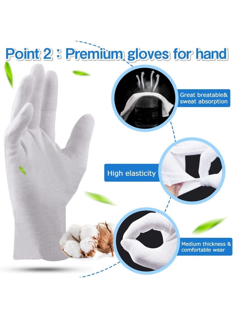 saykfoe 24Pcs White Cotton Gloves, Cotton Gloves for Dry Hands White Gloves Women and for Men Washed Glove Liners for Coin Jewelry Silver Inspection (XL) - Image 2