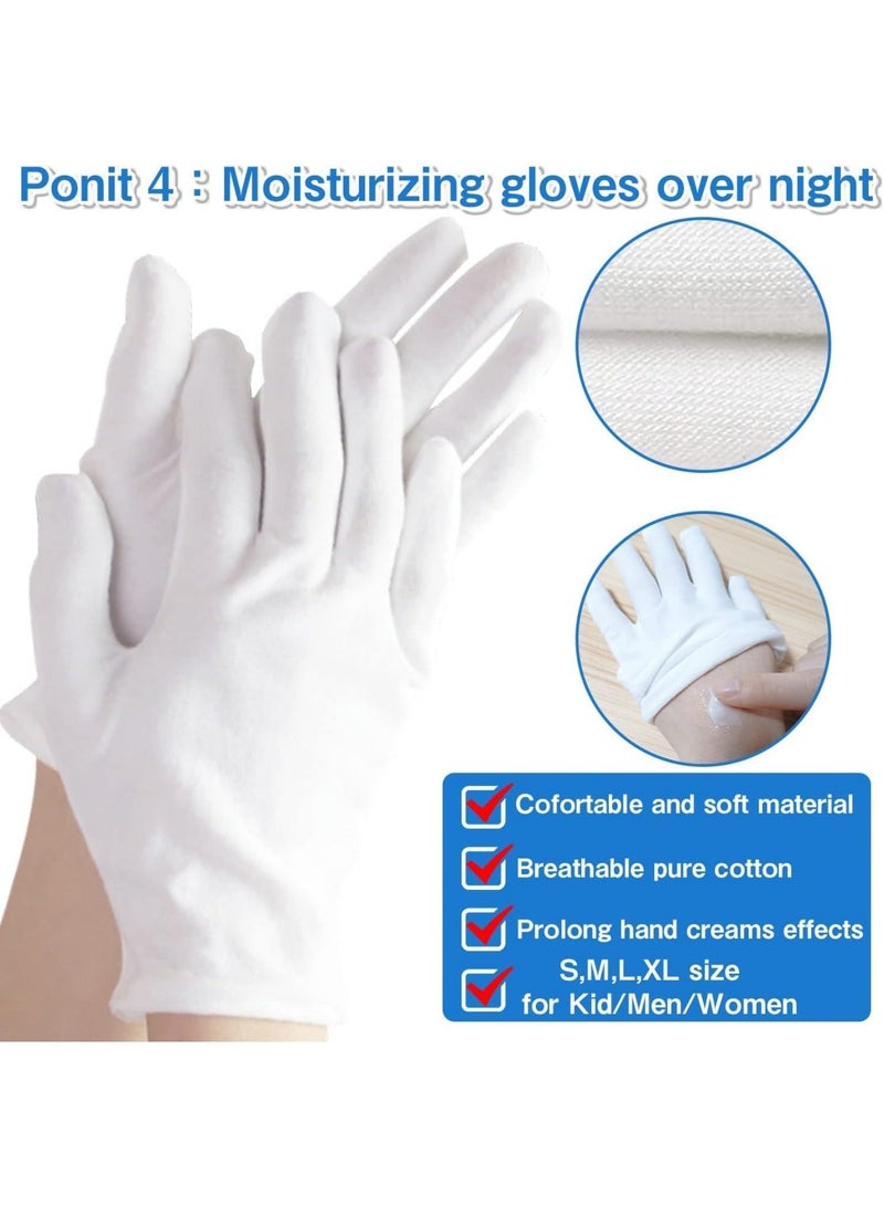 saykfoe 24Pcs White Cotton Gloves, Cotton Gloves for Dry Hands White Gloves Women and for Men Washed Glove Liners for Coin Jewelry Silver Inspection (XL) - Image 4