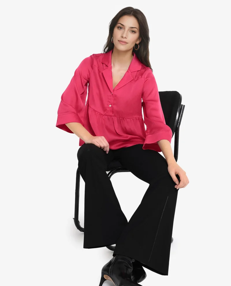 Rareism Women's Lapel Collar Top