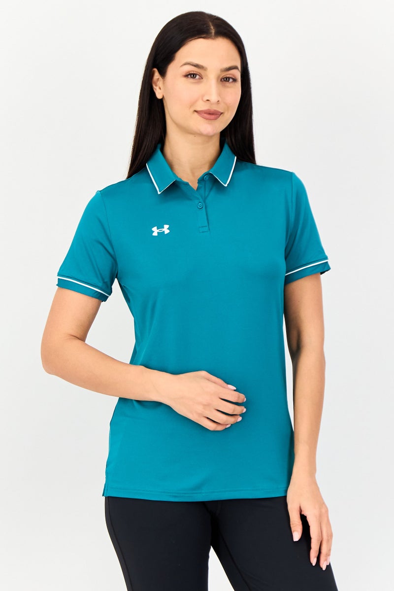 UNDER ARMOUR Women Sportswear Fit Short Sleeve Training Polo Shirts, Green - Image 1