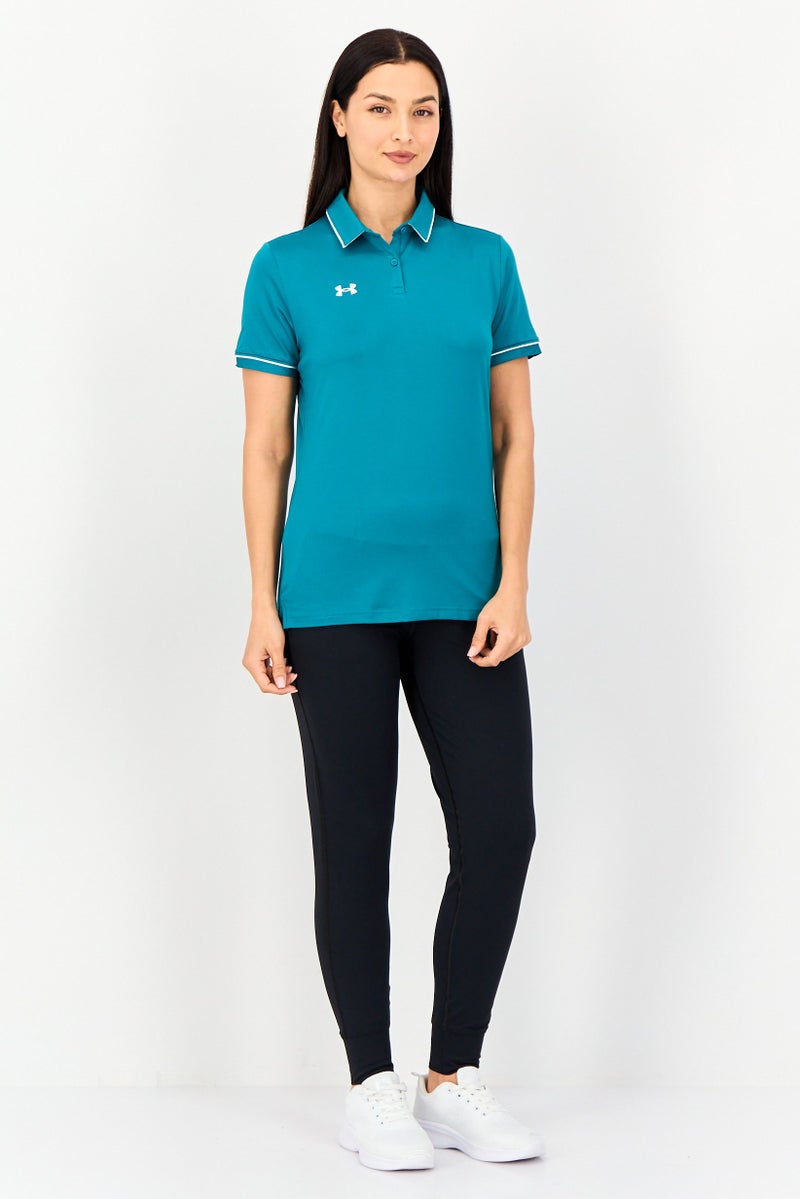 UNDER ARMOUR Women Sportswear Fit Short Sleeve Training Polo Shirts, Green - Image 2