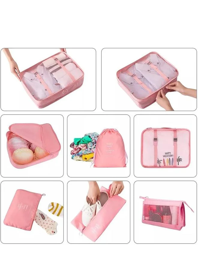 QUESERA Travel Organizer, 8 Pcs Packing Cubes Luggage Organizer, Storage Bags Organizer Set, Waterproof, Space Saving, Travel Essentials Organizer, Black