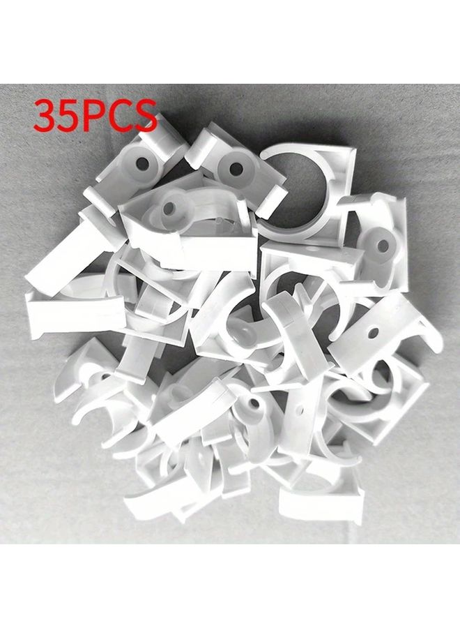 35 Pcs White U Shape PVC Pipe Clamps for 20 25 32mm Inner Diameter Water Pipes - Image 1