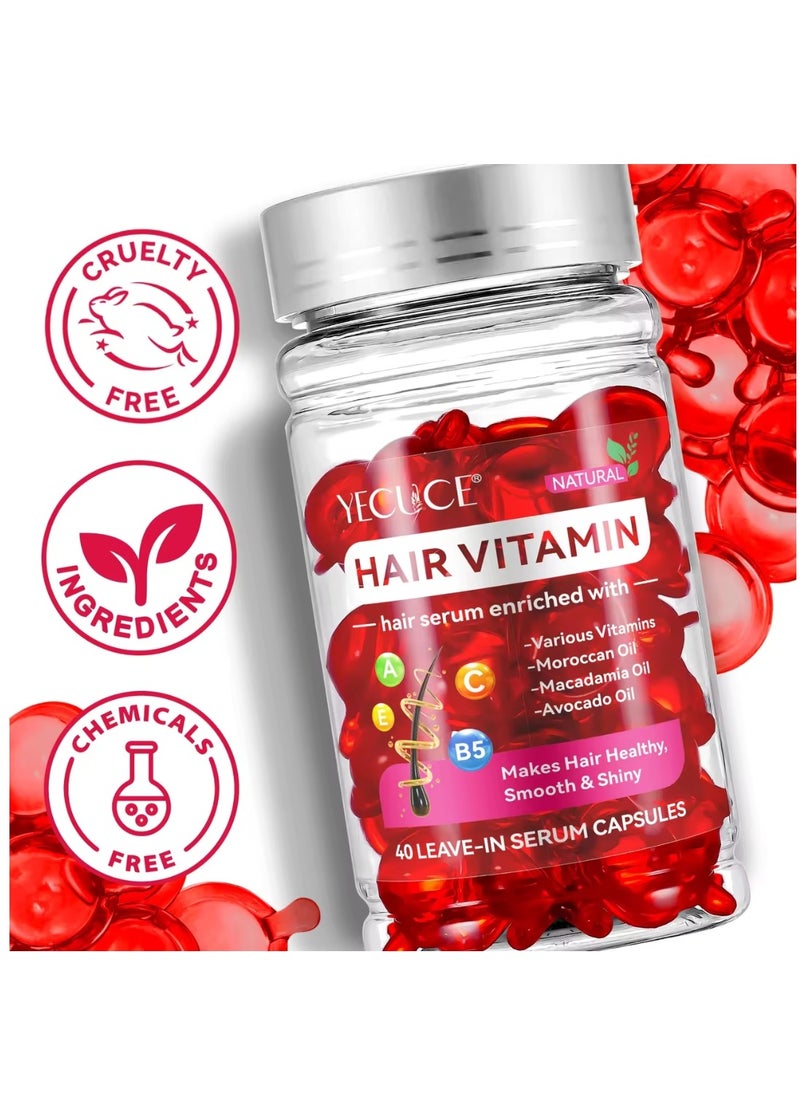 40 Pcs Hair Vitamin Serum Capsule Hair Treatment Serum Hair Repair Treatment Serum for Healthy Smooth & Shiny Hair Oil for Dry & Damaged Hair