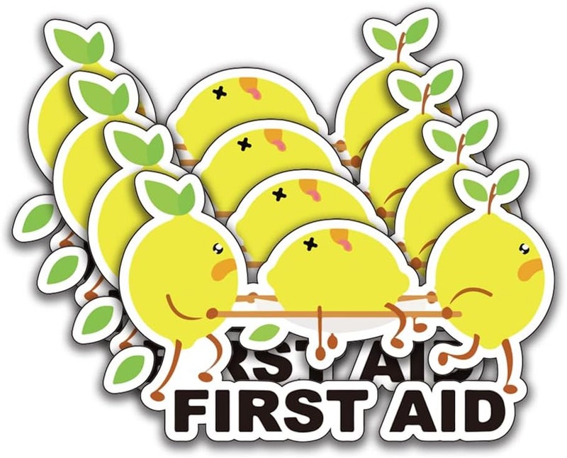 1step2dream Funny Cute Design First Aid Decals 4Pack 4 Inches Strong Adhesive Durable Waterproof Perfect for First Aid Boxes Emergency Kits Medical Supplies - Image 1