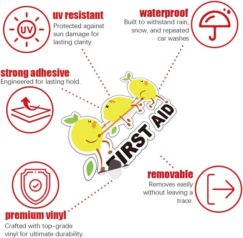 1step2dream Funny Cute Design First Aid Decals 4Pack 4 Inches Strong Adhesive Durable Waterproof Perfect for First Aid Boxes Emergency Kits Medical Supplies - Image 2