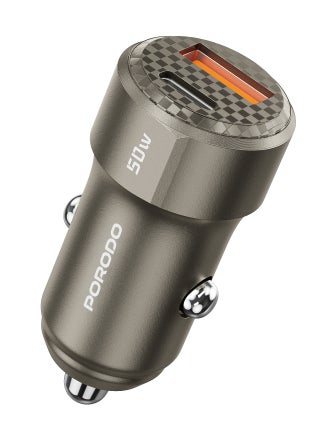 50W Dual Port Car Charger PD 20W - Titanium