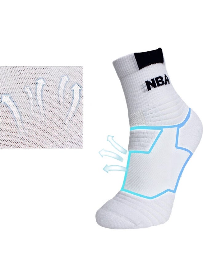 NBA Basketball Sports Socks For Men, Mid-Calf Thick Terry Casual Running Mesh Breathable Terry Bottom Athletic Socks, 3 Pairs - Image 3