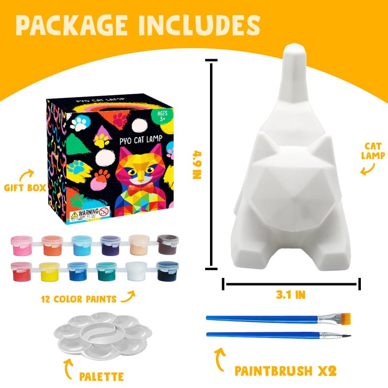 Goody King Paint Your Own Lie Cat Lamp Kit, DIY Cat Crafts Night Light, Arts & Crafts for Kids Ages 8-12, Painting Kit for Girls Boys Age 4 5 6 7 8+, Art Supplies Creative Gift for Birthday, Party - Image 2