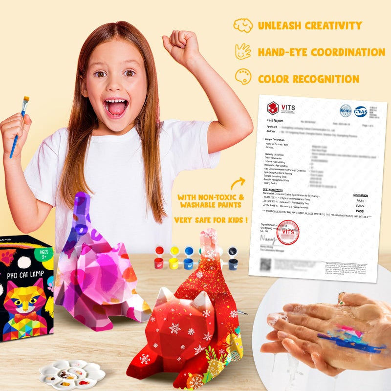 Goody King Paint Your Own Lie Cat Lamp Kit, DIY Cat Crafts Night Light, Arts & Crafts for Kids Ages 8-12, Painting Kit for Girls Boys Age 4 5 6 7 8+, Art Supplies Creative Gift for Birthday, Party - Image 3