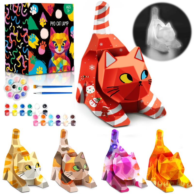 Goody King Paint Your Own Lie Cat Lamp Kit, DIY Cat Crafts Night Light, Arts & Crafts for Kids Ages 8-12, Painting Kit for Girls Boys Age 4 5 6 7 8+, Art Supplies Creative Gift for Birthday, Party - Image 1