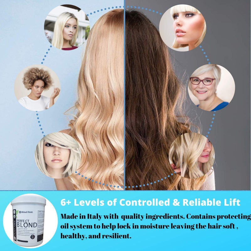 Blond Forte 1.1 Pound Tub (17.6 Ounce) Perfect Blond Extra Strength Professional Hair Dye Toner Lightener Bleach - Made in Italy - Image 3