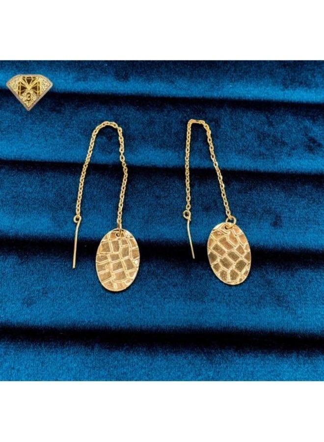 Gold Plated Threader Earrings – Lightweight Oval Drop