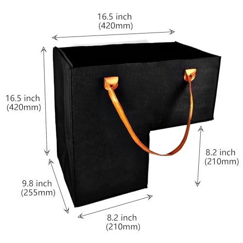 Zhupoub Black 2Pack LShape Foldable Stair Basket with Reinforced Support Insert PU Leather Handles Fits Carpeted Staircase Wood Staircase Storage Basket for Clothes Books Laptops Home Clutter - Image 3
