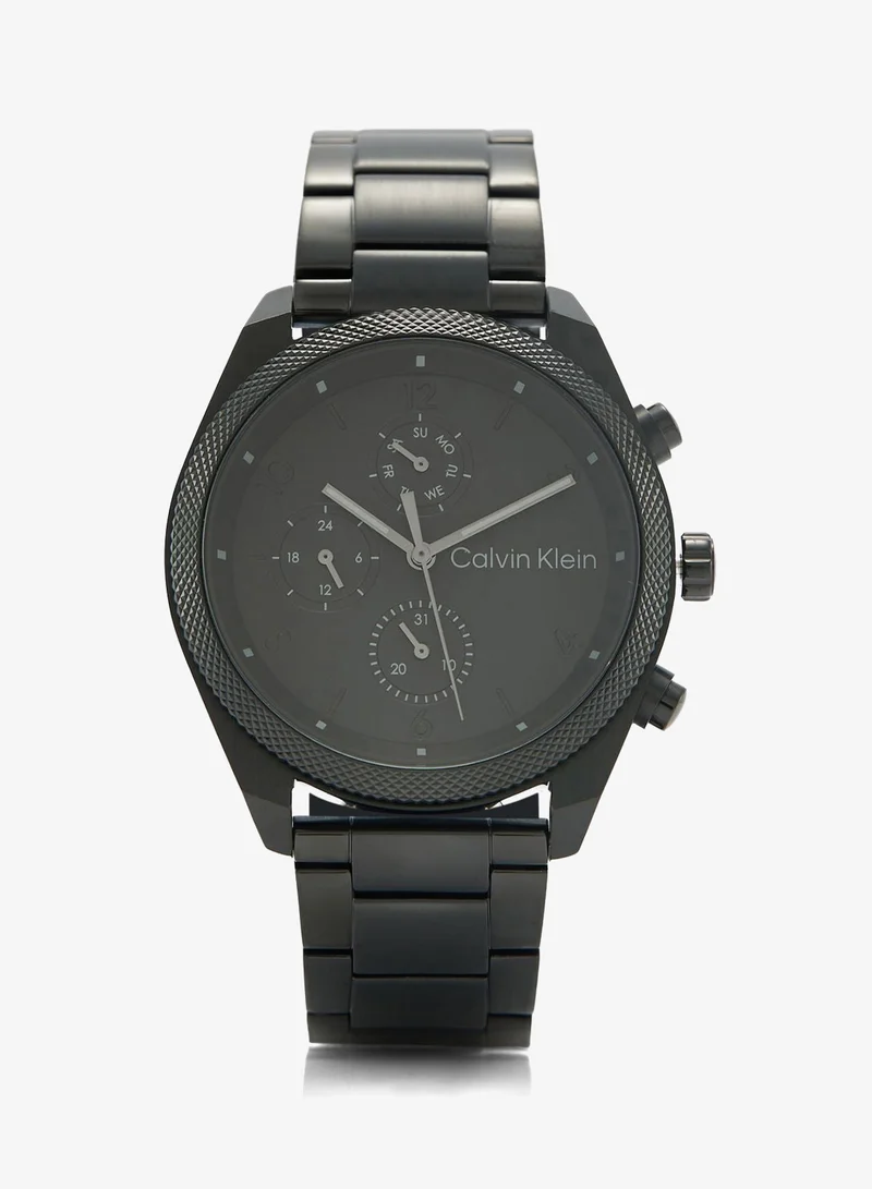 Calvin Klein Impact Collection Analog Multifunction Quartz Watch For Men With Black Stainless Steel Bracelet - 25200359