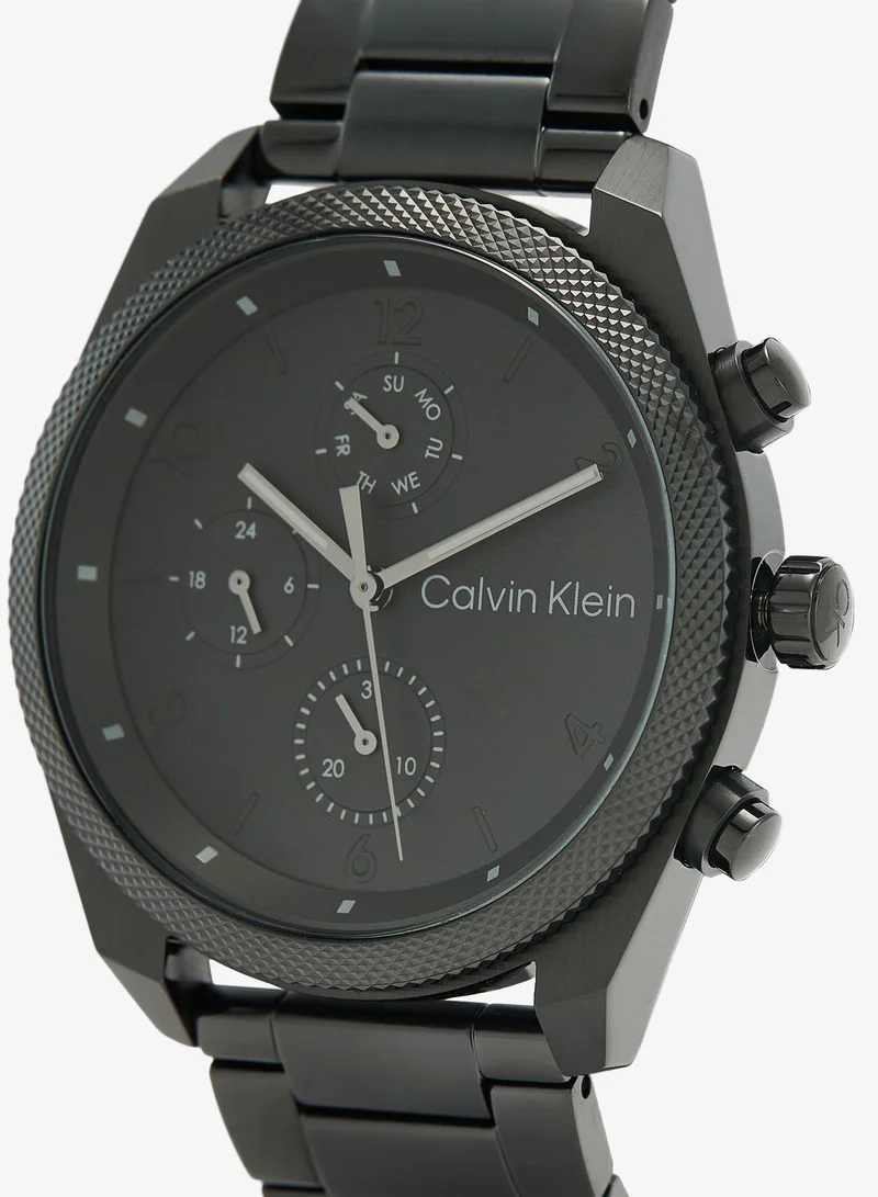Calvin Klein Impact Collection Analog Multifunction Quartz Watch For Men With Black Stainless Steel Bracelet - 25200359