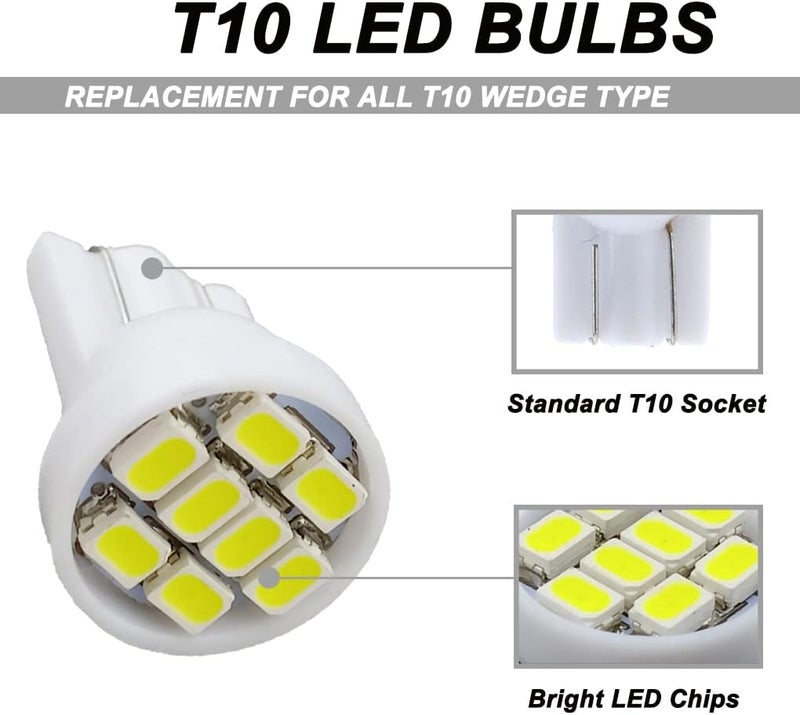 GLOFE White T10 194 168 LED Dashboard Lights Bulbs - 10Pcs Set - Image 2