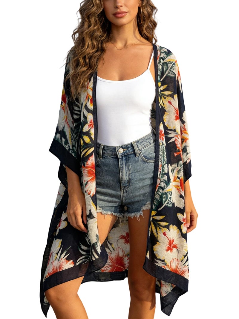 Breezy Lane Kimonos for Women Floral Prints Beach Cover Up Swimsuit Coverup for Bathing Suit - Image 1