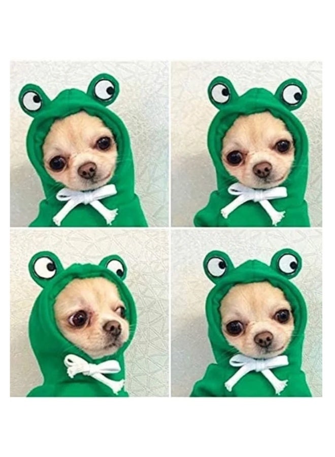 الكلب هودي، الكلب الأساسية سترة معطف لطيف ضفدع شكل سترة دافئة الحيوانات الأليفة الطقس البارد ملابس الملابس الخارجية للقطط جرو الكلاب Largr الصغيرة، الصوف سترة ملابس الكرتون (الأخضر، الحجم M) - Image 5