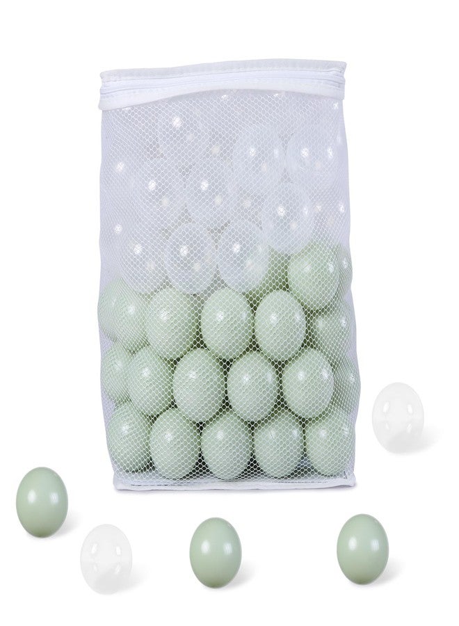 GUESVOT Green Ball Pit Balls - Crush Proof Plastic Balls for Ball Pit Pack of 100pcs Set for Toddlers Ball Pool Playtent Tunnels with Reusable Storage Bag - 2.16 Inch (Pear Green+Transparent) - Image 2