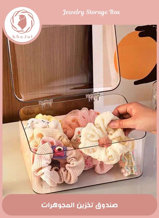 KHAJUL Headband Mask Organiser, Drawer Storage Container, Desktop Organiser, Pencil Cosmetic Storage (Clear) - Image 1