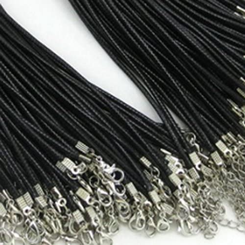 Milcraft 20Pcs Black Braided Leather Cord Rope Necklace Chain with Lobster Claw Clasp 2.0mm 24'' - Image 3