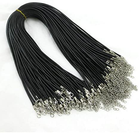 Milcraft 20Pcs Black Braided Leather Cord Rope Necklace Chain with Lobster Claw Clasp 2.0mm 24'' - Image 2