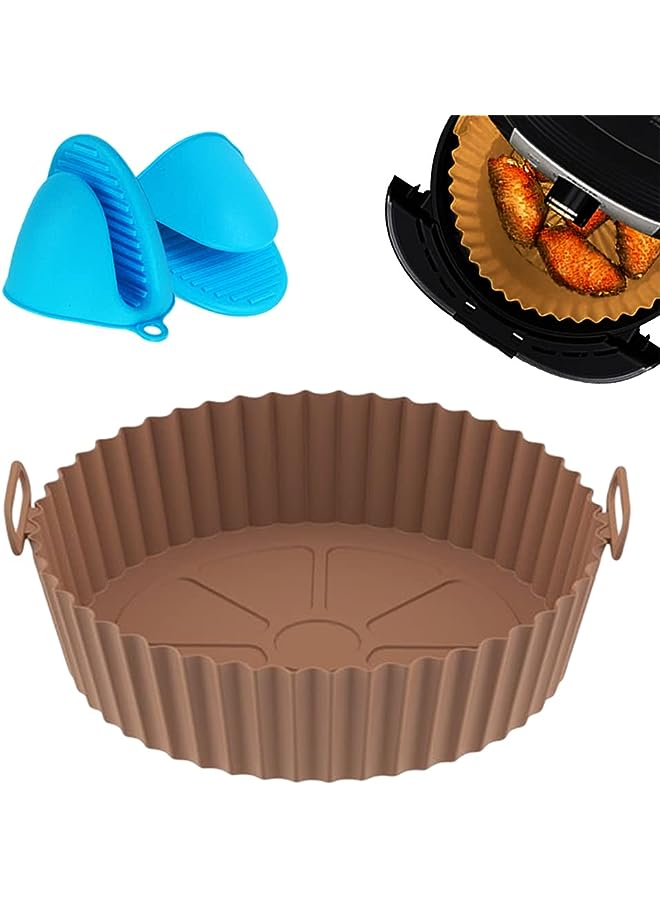 vesus inch Air Fryer Silicone Pot,Food Safe Air Fryer Oven Accessories,Replacement for Paper Liners,Reusable Air Fryer Silicone Basket Air Fryer Pan Bowl for Frying, Baking, Cooking - Image 1