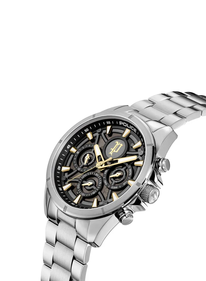 POLICE Defender Men’s 45mm Fusion Watch with Layered Black Dial, Ion-Plated Rose Gold Indexes & 316L Stainless Steel Bracelet