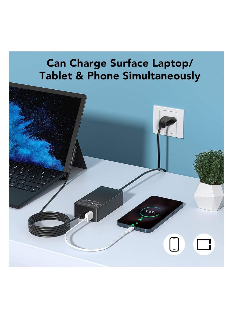 Surface Charger, 44W 15V 2.58A Power Supply AC Adapter Charger for Microsoft Surface Pro 3/4/6/7, Surface Laptop 3/2/1, Surface Go/Book