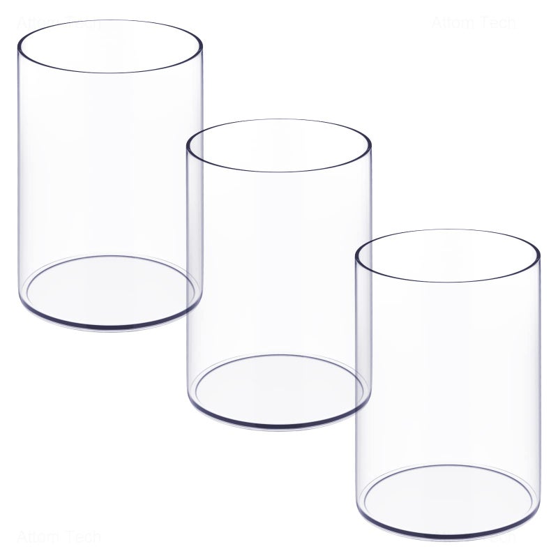 NiOffice Stylish Clear Acrylic Desk Organizer Pen and Pencil Holders Set of 3 Round Makeup Brush Storage Perfect for Home School and Office Supplies - Image 2