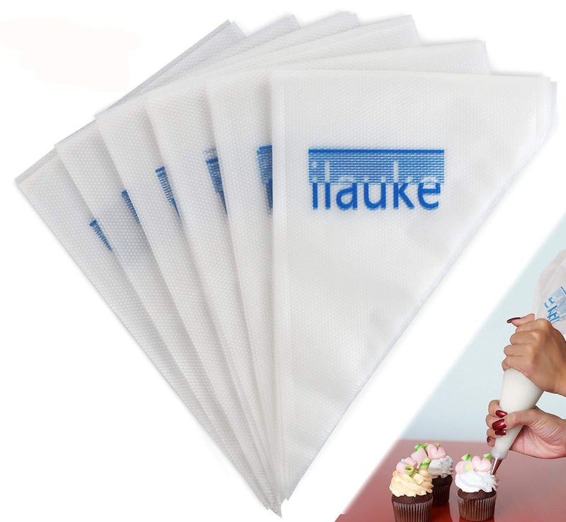 Ilauke Pack of 100 Reinforced Disposable Plastic Pastry Icing Piping Pouches for Icing Cake white 100PCS