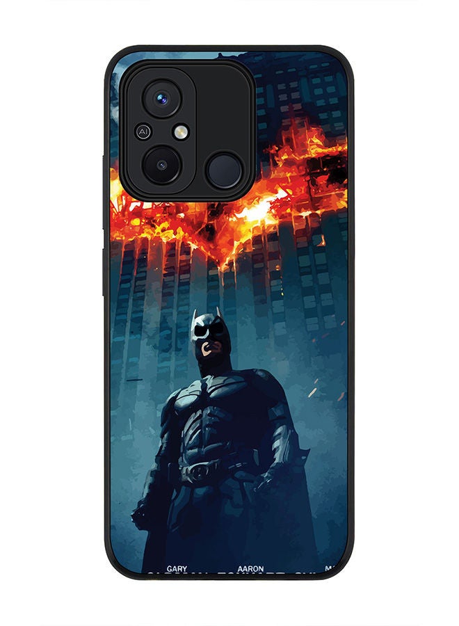 Stylizedd Rugged Black edge case for Xiaomi Redmi 12C 4G, Slim fit Soft Case Flexible Rubber Edges Anti Drop TPU Gel Thin Cover -  Burning Batman - Image 1