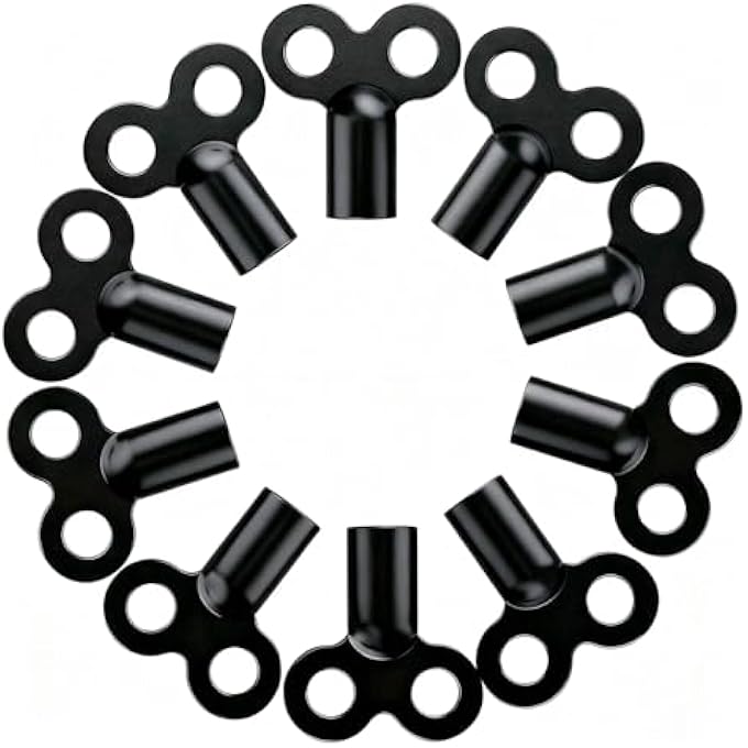 BLEED KEY, 10 X RADIATOR BLEEDING KEYS - ALL RADIATORS | ROBUST | 5 MM | ZINC ALLOY | KEY FOR BLEEDING | VENTILATION OF ALL HEATERS POSSIBLE | RADIATOR KEY BLACK - Image 1