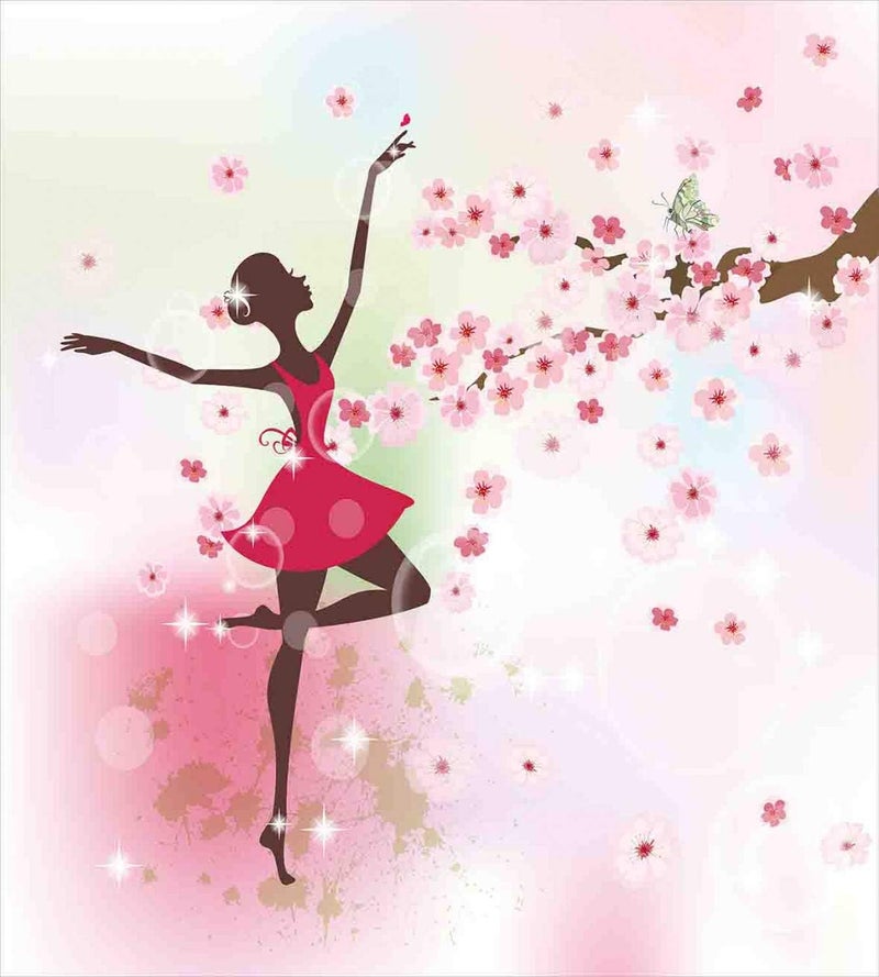 أمبيسون مجموعة أغطية لحاف Ambesonne Butterfly، تصميم راقصة باليهرينا مع أغصان وبتلات زهورية، مجموعة أغطية سرير مكونة من قطعتين تحتوي على وسادة واحدة، مقاس توين، بألوان الورد المجفف والوردي الفاتح. - Image 2