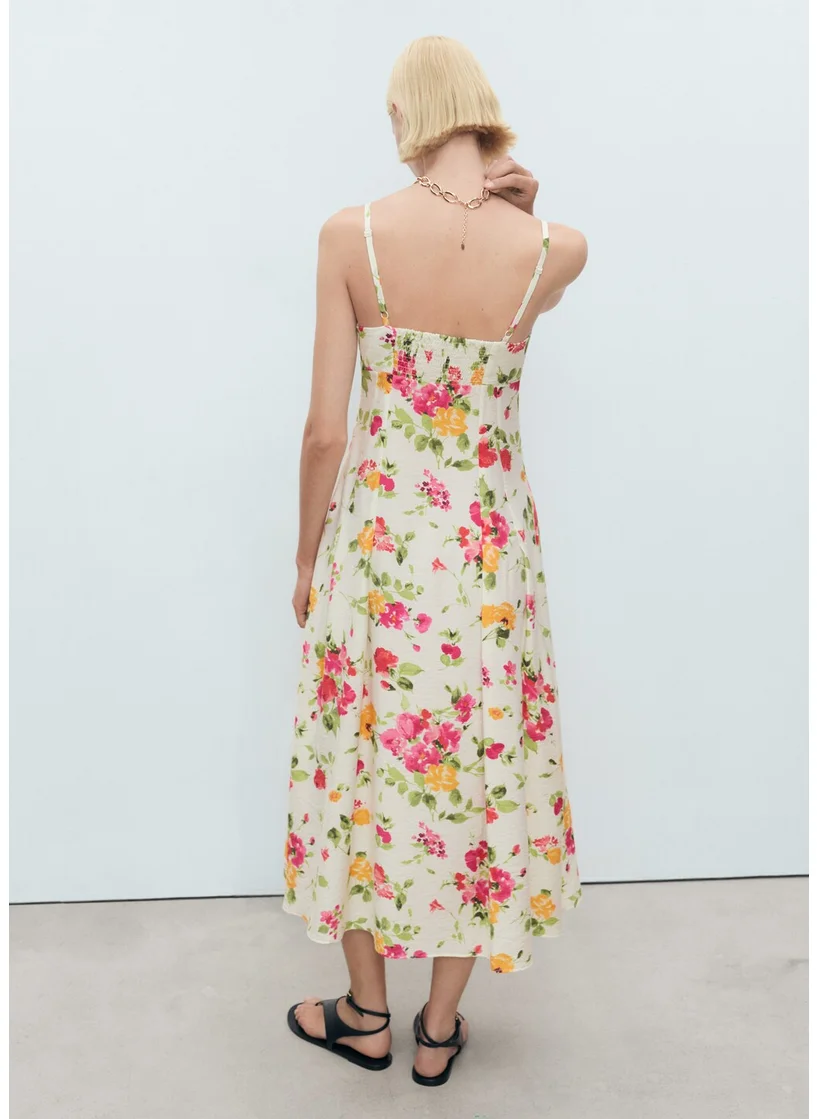 مانجو Floral-Print Flared Dress