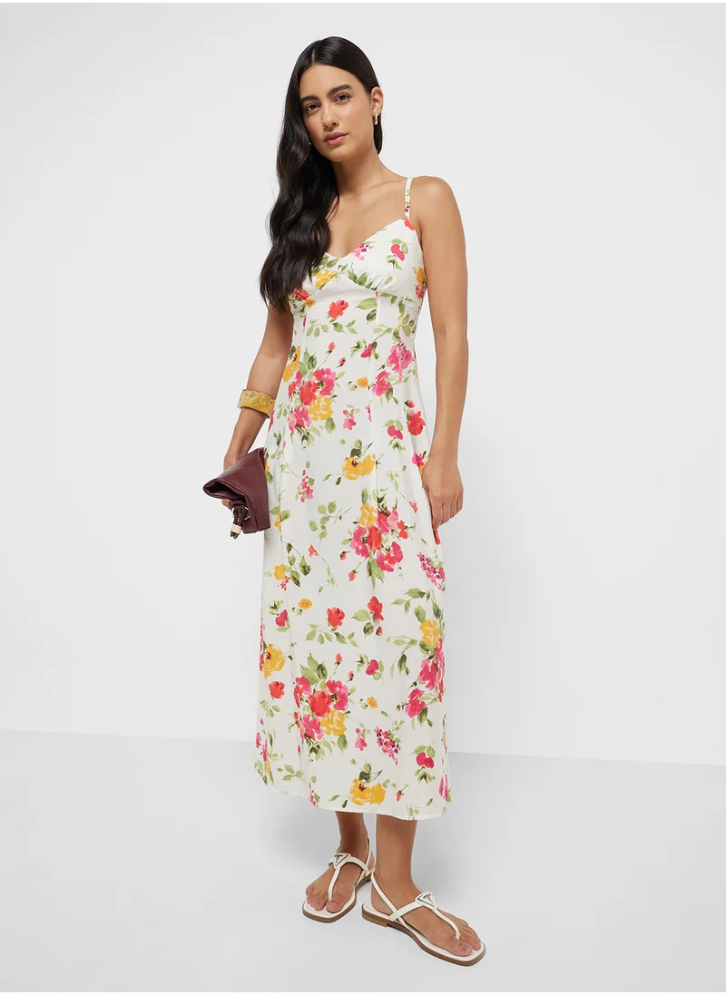 MANGO Floral-Print Flared Dress