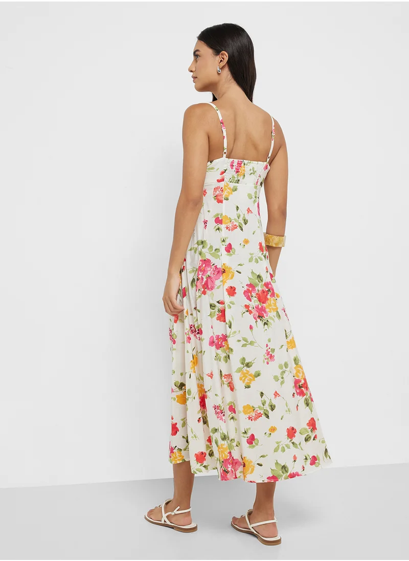 MANGO Floral-Print Flared Dress