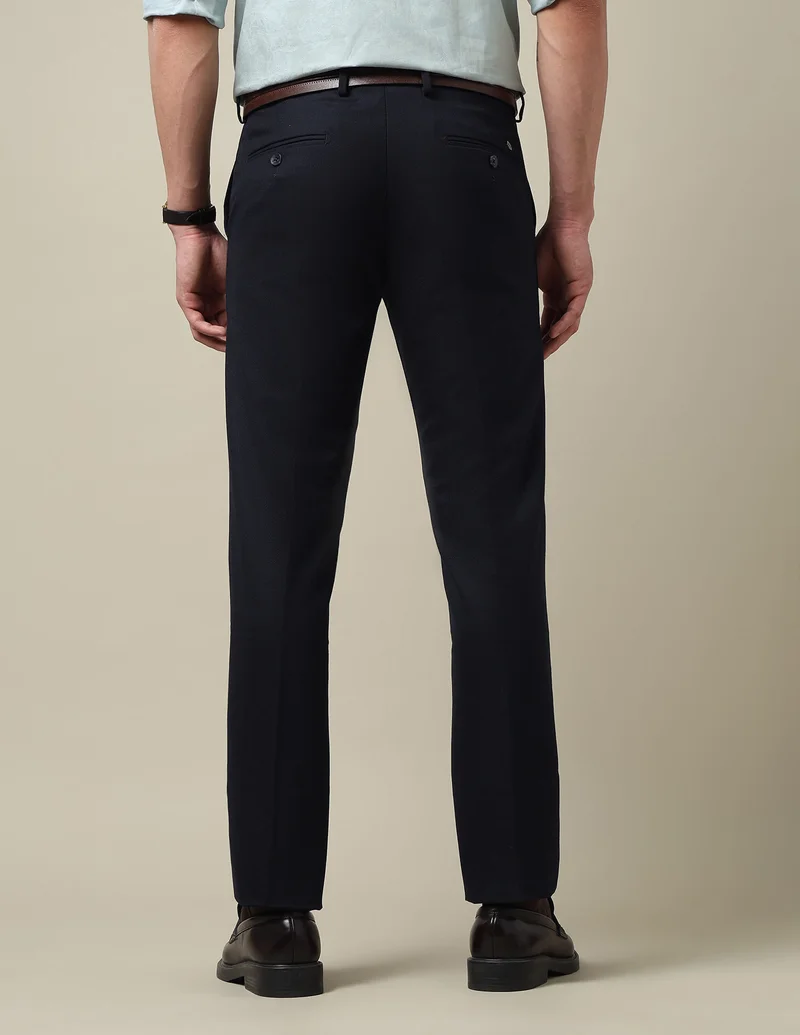 Arrow Navy Dobby Weave Textured Trousers for Men | Best Price UAE