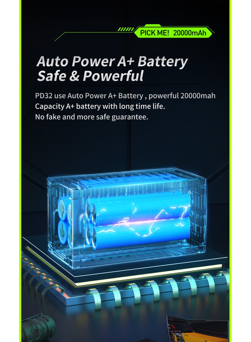 وبو بنك طاقة بسعة 20,000 مللي أمبير في الساعة، سعة كبيرة 22.5 وات، شحن سريع، طاقة متنقلة، شاشة رقمية ذكية، معدات عمر البطارية الخارجية، ثلاثة منافذ للشحن السريع - Image 3