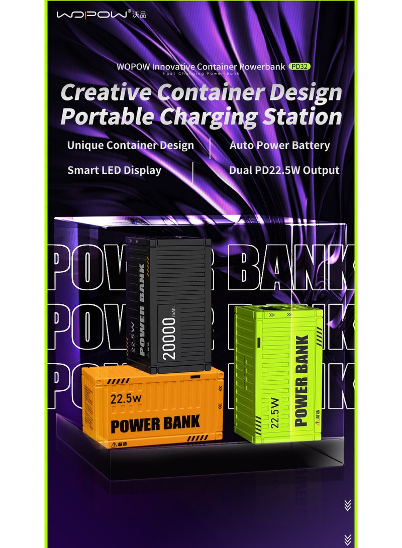 وبو بنك طاقة بسعة 20,000 مللي أمبير في الساعة، سعة كبيرة 22.5 وات، شحن سريع، طاقة متنقلة، شاشة رقمية ذكية، معدات عمر البطارية الخارجية، ثلاثة منافذ للشحن السريع - Image 2