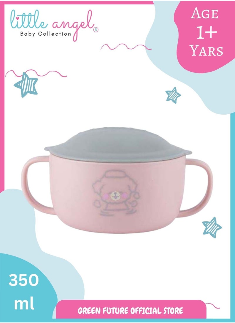 Little Angel Kids Feeding Bowl With Handle - Pink  - Image 1
