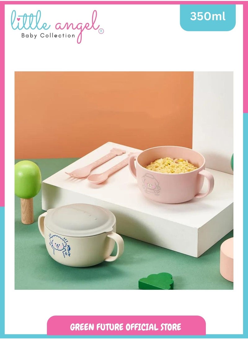 Little Angel Kids Feeding Bowl With Handle - Pink  - Image 3