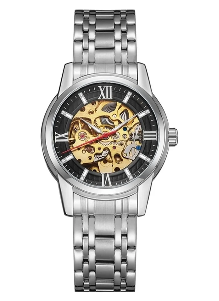 KENNETH SCOTT Kenneth Scott K22311-SBSB Men's Mechanical Display Watch & Stainless Steel Strap Silver